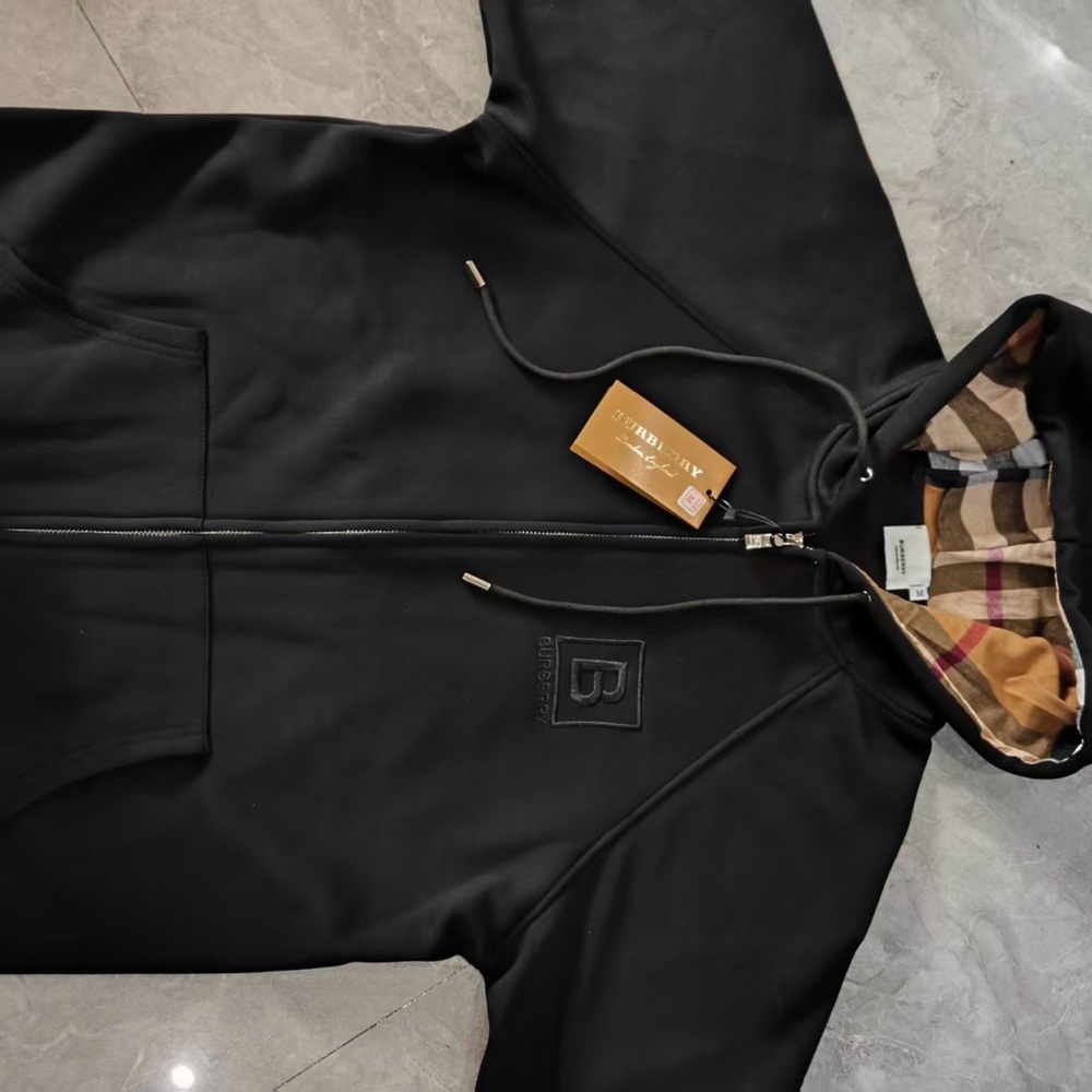 Black Hoodie with Plaid Lining